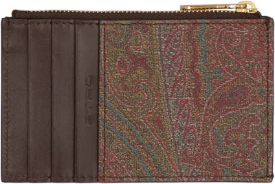 Etro Fabric Cardholder Paisley In Brown
