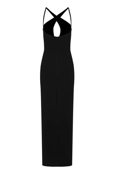 Monot Elegant Long Black Dress In Black
