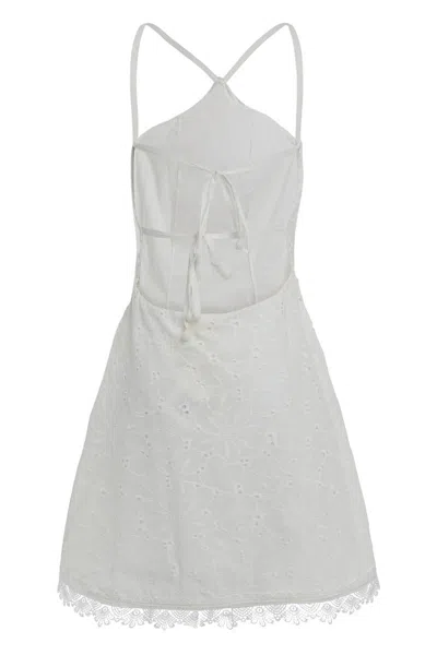 Waimari Bromelia Eyelet Lace Mini Dress In White