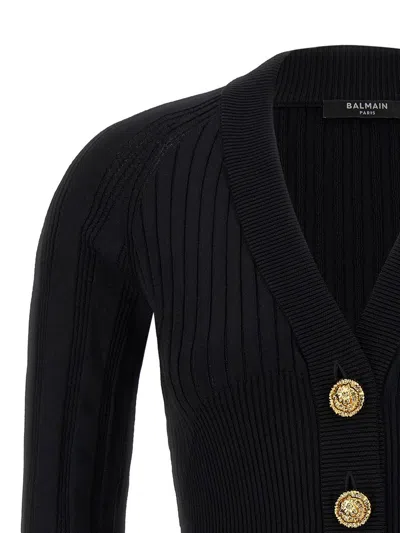 Balmain Button Cardigan Sweaters And Cardigans Black In Black