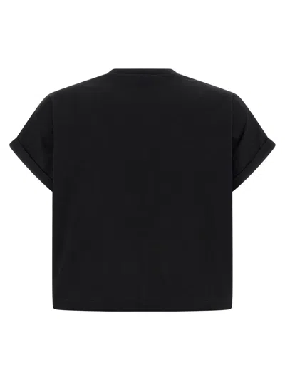 Balmain Cropped Logo Cotton T-shirt In Black