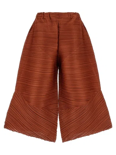 Issey Miyake Wide Leg Tailored Trousers Structured Volume In Brown