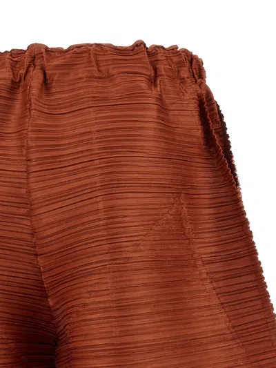 Issey Miyake Wide Leg Tailored Trousers Structured Volume In Brown