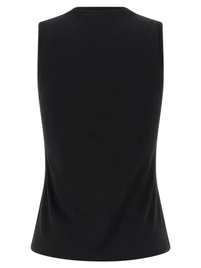Balmain Paris Logo Sleeveless Round Neck Top In Black