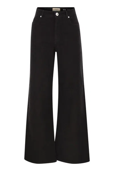 Weekend Max Mara Wkdmedina - Wide-leg Trousers In Cotton Drill In Black