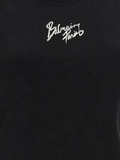 Balmain Paris Logo Sleeveless Round Neck Top In Black