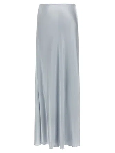 Fabiana Filippi High Waist Long Satin Skirt Seams In Blue
