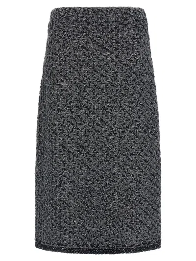 Fabiana Filippi Tweed Skirt High Waist Knee Length In Multi
