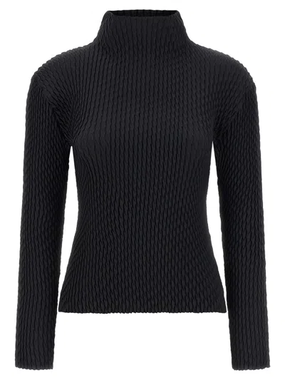 Issey Miyake 'sleek Pleats' Sweater In Black