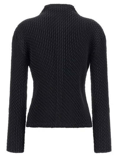 Issey Miyake Sleek Pleats Cardigan In Black