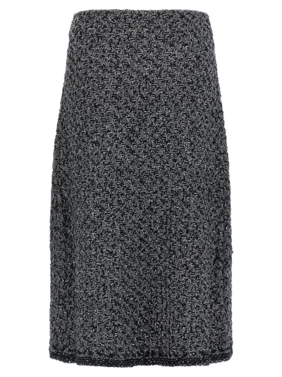 Fabiana Filippi Tweed Skirt High Waist Knee Length In Multi