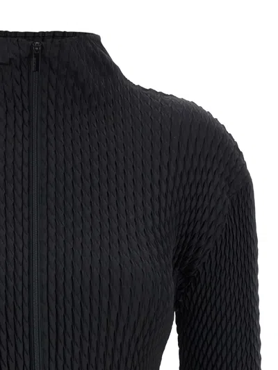 Issey Miyake Sleek Pleats Cardigan In Black