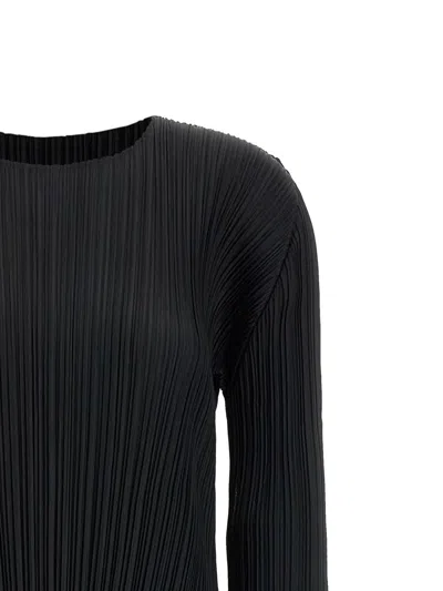 Issey Miyake October Series Dress Midi Three Quarter Sleeves In Black