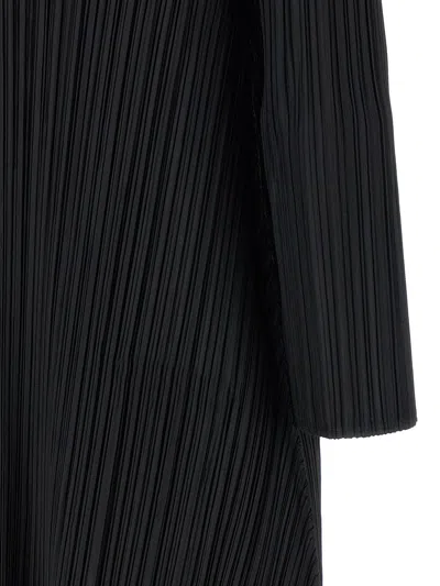 Issey Miyake October Series Dress Midi Three Quarter Sleeves In Black