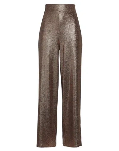 B.yu B. Yu Woman Pants Bronze Size S Polyamide, Elastane, Metallic Fiber In Yellow