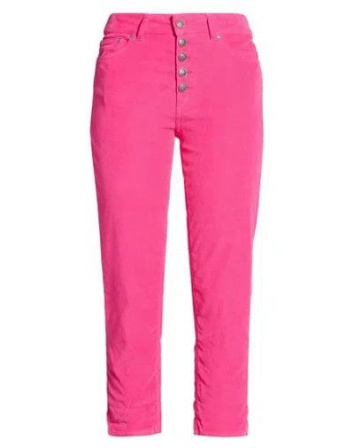 Dondup Woman Pants Fuchsia Size 34 Cotton, Lyocell, Elastane In Pink