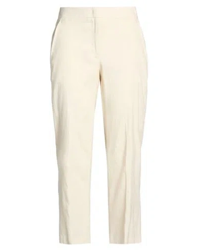 Seventy Venezia Woman Pants Cream Size 10 Linen, Cotton, Elastane In Neutral