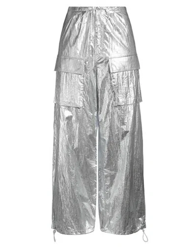 Mm6 Maison Margiela Woman Pants Silver Size 8 Polyamide In Metallic