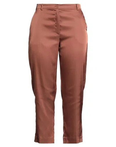 Blugirl Woman Pants Tan Size 10 Polyester, Elastane In Burgundy