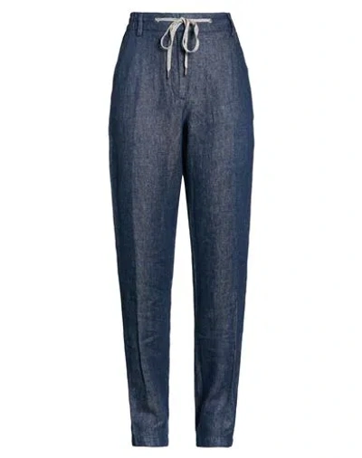 Eleventy Woman Pants Blue Size 10 Linen In Blue