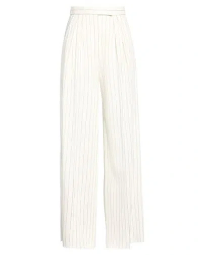 Max Mara Linen Blend Pinstripe Wide Pants In Animal Print