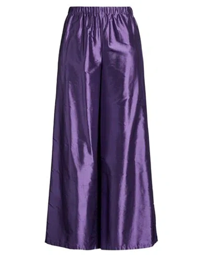 Max Mara Woman Pants Purple Size 12 Silk In Purple