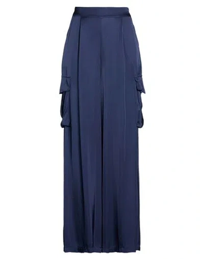 Zahjr Woman Pants Midnight Blue Size L Viscose In Blue