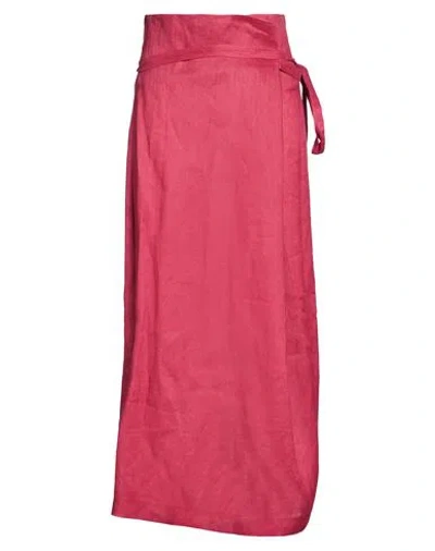 Daniele Fiesoli Collezione N_01 Woman Maxi Skirt Red Size S Linen In Pink