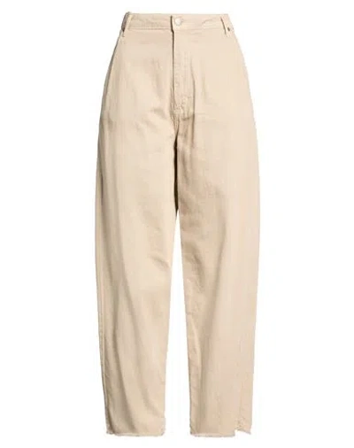 King Kong Woman Pants Beige Size 8 Cotton In Neutral