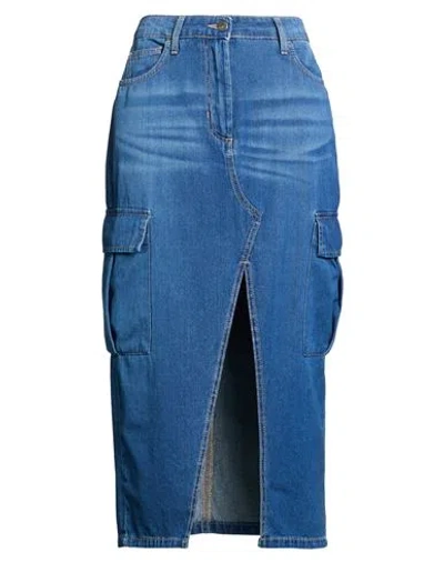 King Kong Woman Denim Skirt Blue Size 8 Cotton In Blue