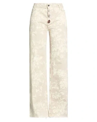 Please Woman Jeans Light Grey Size L Cotton, Elastane In Gray