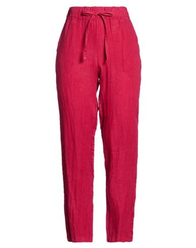 Smiling London Woman Pants Garnet Size M Linen In Red