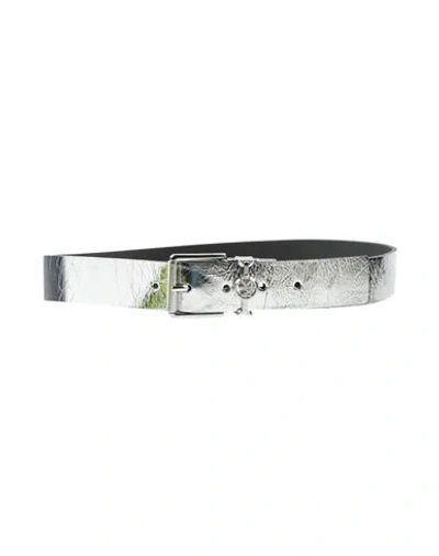 Michael Michael Kors Woman Belt Silver Size M Leather In Silver
