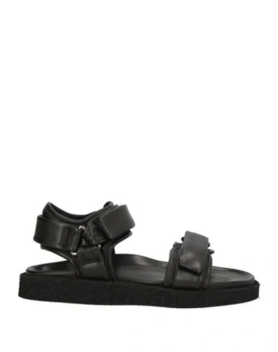 Officine Creative Italia Woman Sandals Black Size 8 Leather In Black