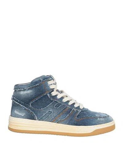 Hogan Woman Sneakers Blue Size 8 Textile Fibers In Blue