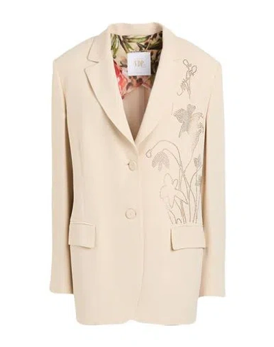 Vdp Via Delle Perle Woman Blazer Beige Size 10 Acetate, Viscose In Neutral