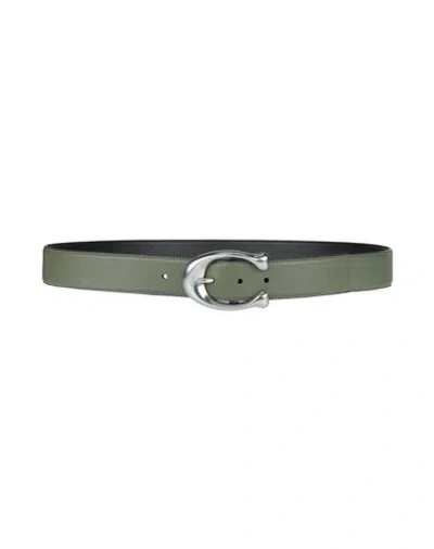 Coach Woman Belt Sage Green Size 10 Leather In Green