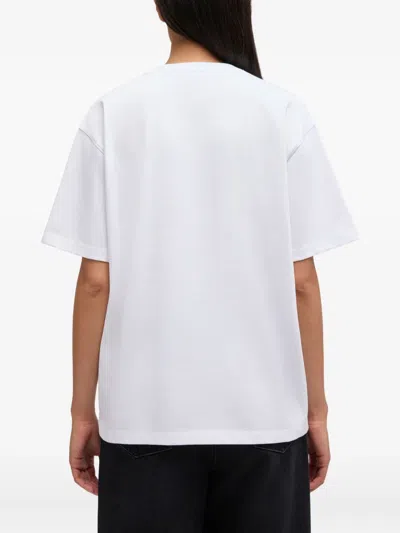 Ganni Womens Bright White Tiger-print Round-neck Cotton-jersey T-shirt Xl