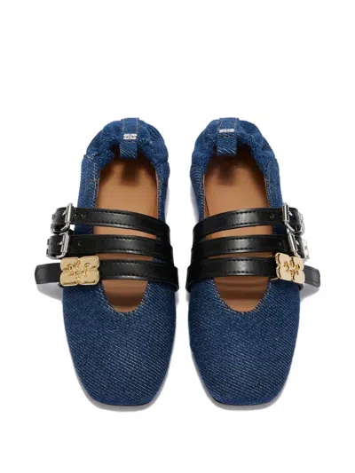 Ganni Sue Denim Ballerina Flats Dark Blue Vintage