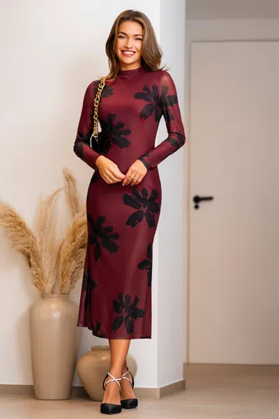 Cupshe What's The Occasion Floral Maxi Dress In Burgundy