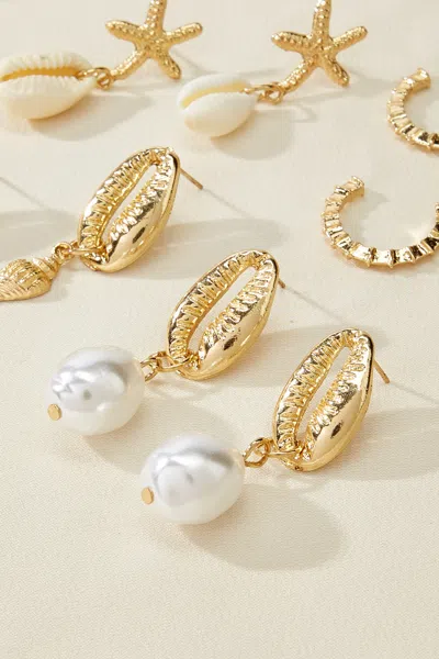 Cupshe Cabo Daydream Gold-tone Earrings Set In Gold