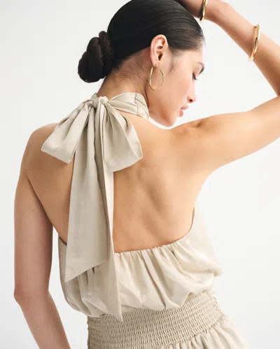 Abercrombie & Fitch Halter Shine Open-back Skort In Neutral