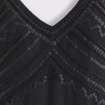 Abercrombie & Fitch Tie-back Beaded Slip Midi Dress In Black