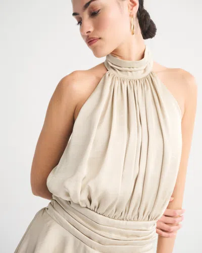 Abercrombie & Fitch Halter Shine Open-back Skort In Neutral