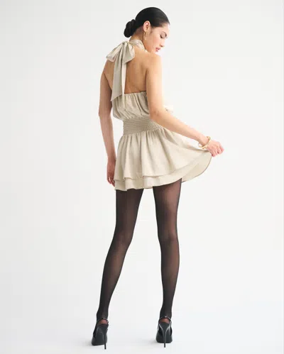 Abercrombie & Fitch Halter Shine Open-back Skort In Neutral