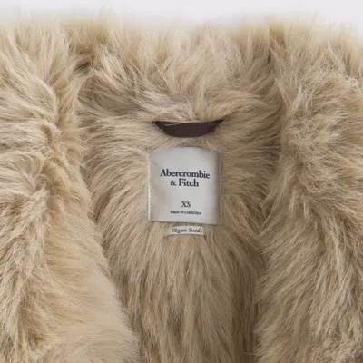 Abercrombie & Fitch Vegan Suede Shearling Coat In Brown