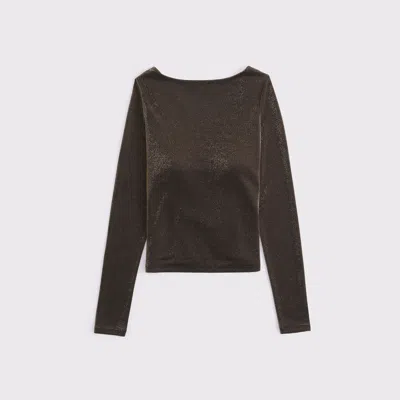 Abercrombie & Fitch Bra-free Lurex Cowl-back Hardware Top In Brown