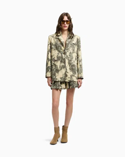 Emporio Armani New York Capsule Collection Single-breasted Tie-dye Effect Garment-dyed Drill Blazer In Green