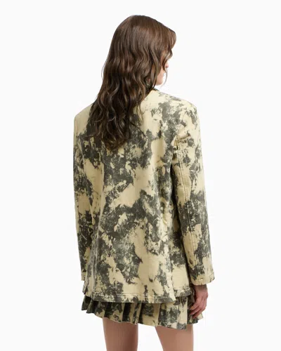 Emporio Armani New York Capsule Collection Single-breasted Tie-dye Effect Garment-dyed Drill Blazer In Green