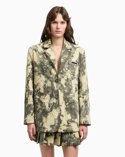 Emporio Armani New York Capsule Collection Single-breasted Tie-dye Effect Garment-dyed Drill Blazer In Green